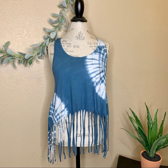 Tie Dye Fringe Tank Top - Picture 1 of 6